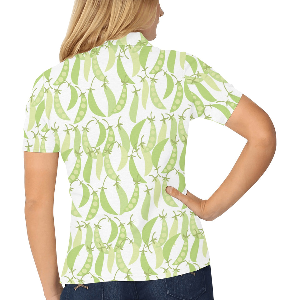 Green Peas Pattern Print Design 03 Women's All Over Print Polo Shirt