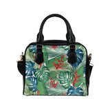 heliconia palm and monstera  leaves pattern Shoulder Handbag