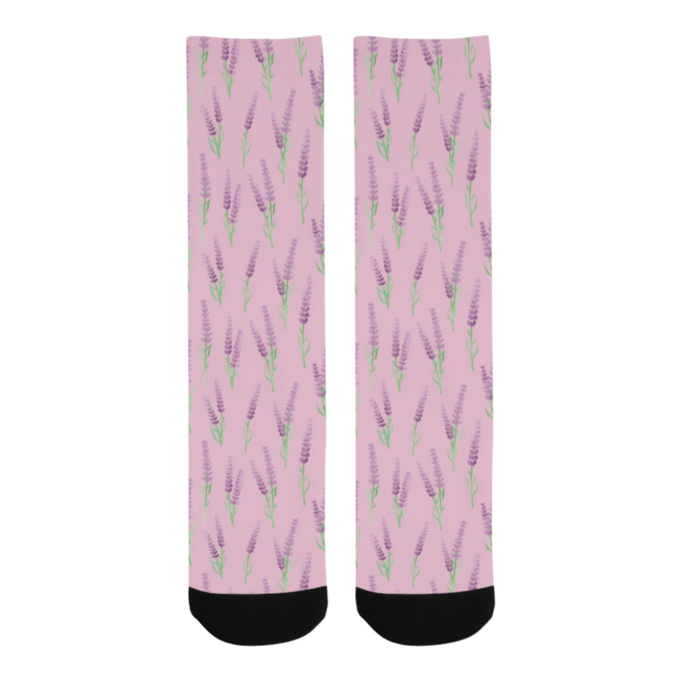Lavender pattern pink background Crew Socks
