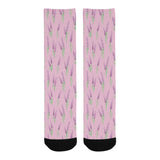 Lavender pattern pink background Crew Socks