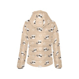 Cute raccoon heart pattern Women's Padded Hooded Jacket