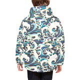 Japanese wave pattern Kids' Boys' Girls' Padded Hooded Jacket