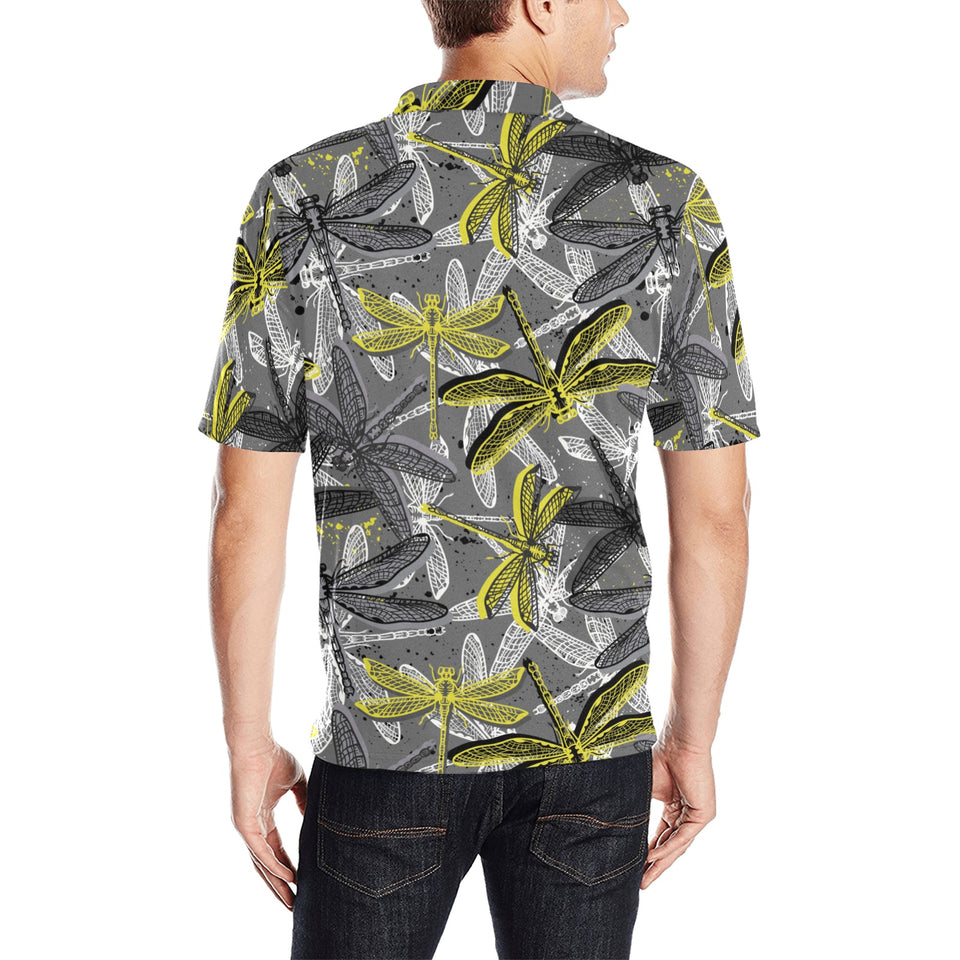 Hand drawn dragonfly pattern Men's All Over Print Polo Shirt