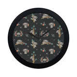 Cute koala pattern Elegant Black Wall Clock