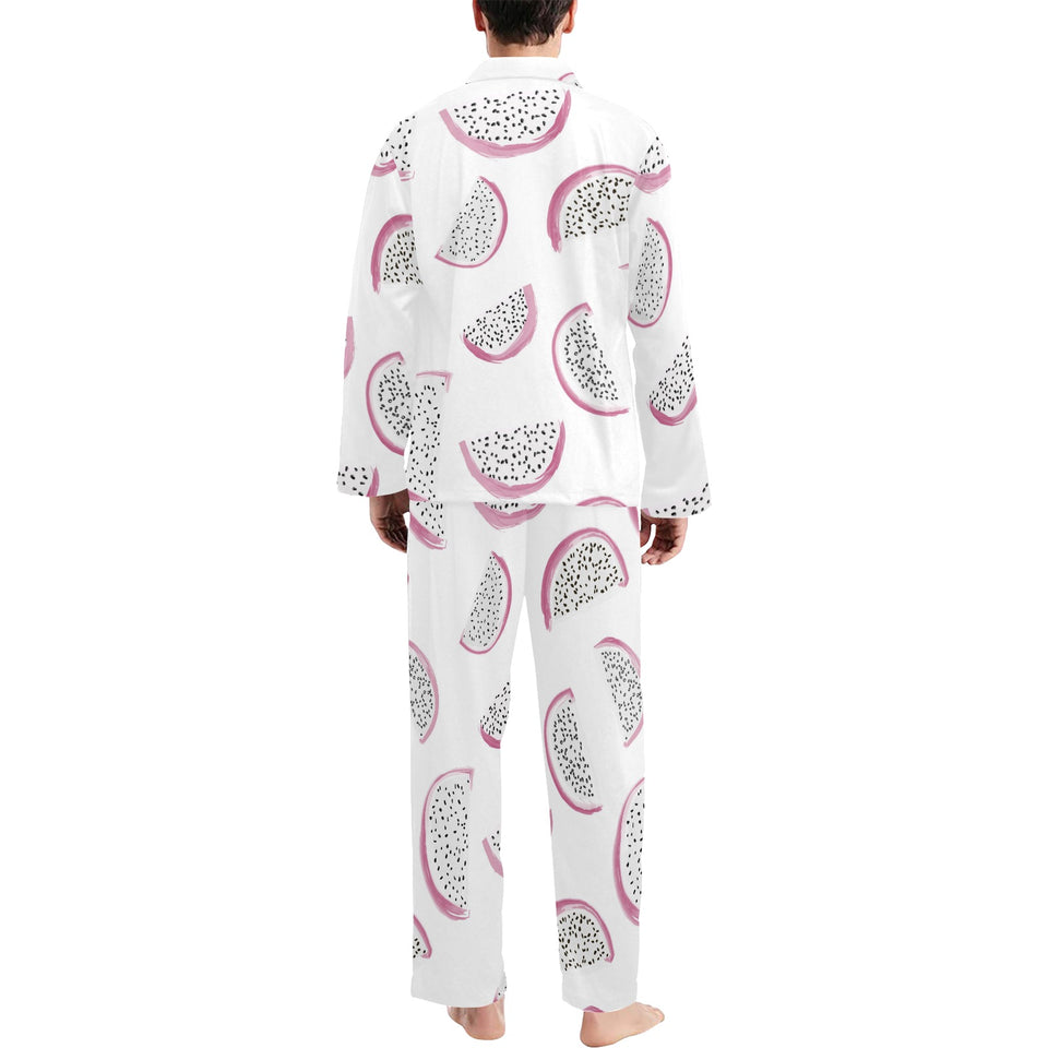 dragon fruit pattern Men's Long Pajama Set
