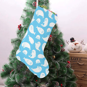 Cute white sea lion seals pattern Christmas Stocking