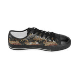 Chameleon lizard tropical leaves palm tree Kids' Boys' Girls' Low Top Canvas Shoes Black
