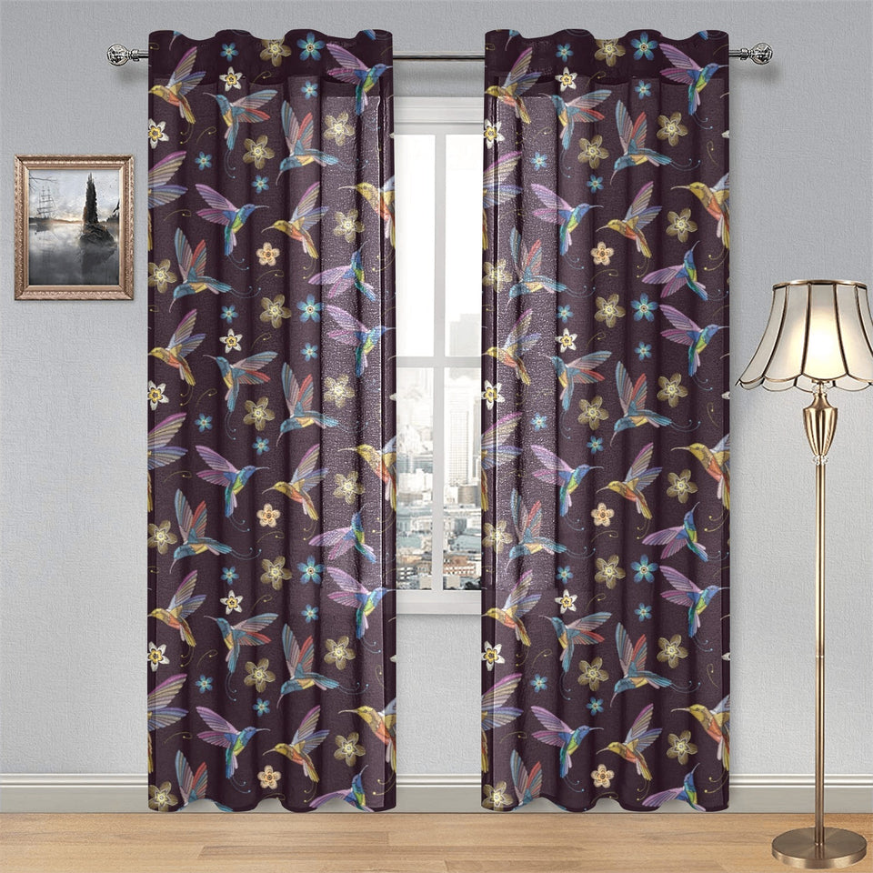 Hummingbird Pattern Print Design 04 Gauze Curtain