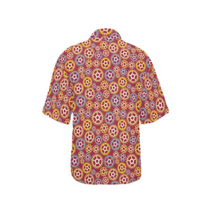 Gear Pattern Print Design 04 Women's All Over Print Hawaiian Shirt