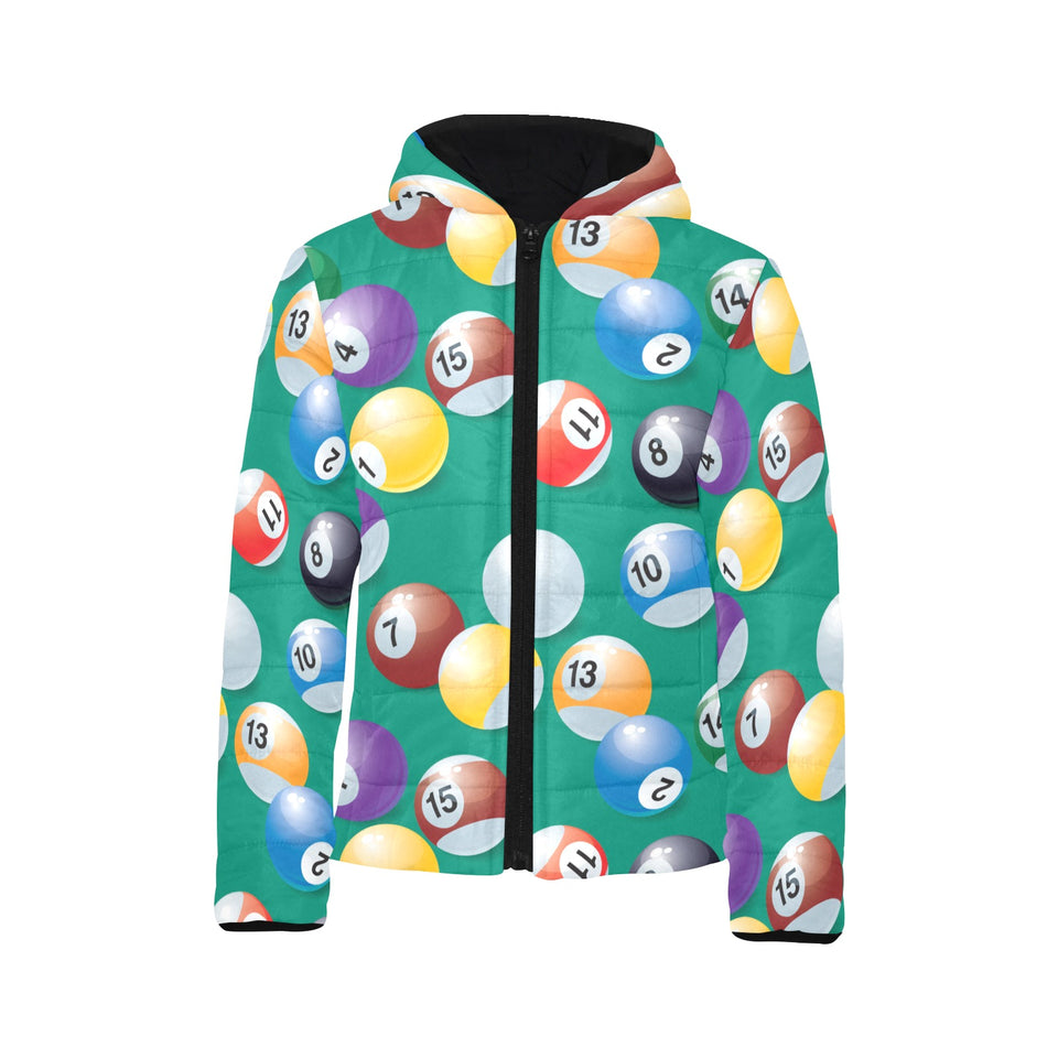 Billiard Ball Pattern Print Design 01 Kids' Boys' Girls' Padded Hooded Jacket
