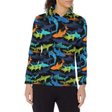 Colorful shark Women's Long Sleeve Polo Shirt