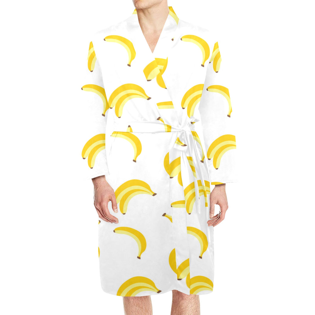 Banana pattern Men's Long Sleeve Belted Night Robe