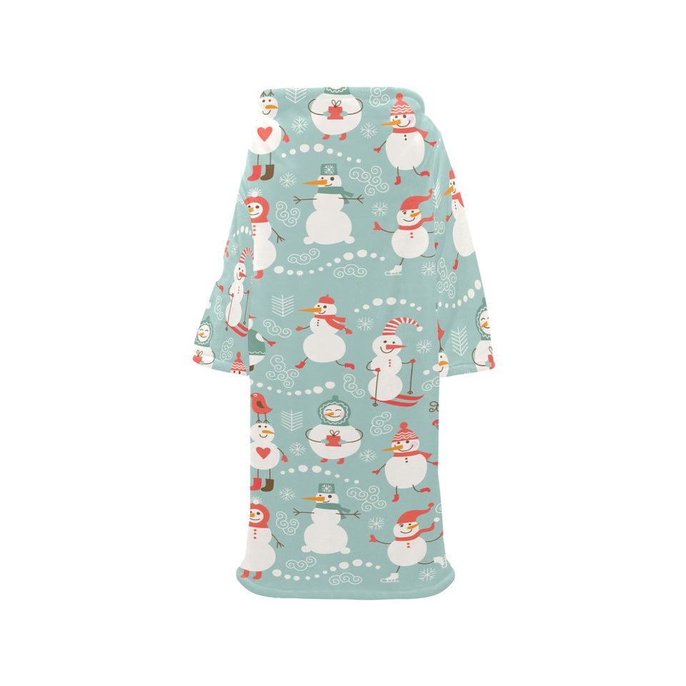 Cute snowman pattern Blanket Robe with Sleeves