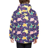 Colorful sea turtle pattern Kids' Boys' Girls' Padded Hooded Jacket