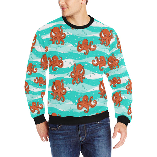 Octopuses sea wave background Men's Crew Neck Sweatshirt