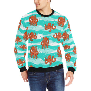 Octopuses sea wave background Men's Crew Neck Sweatshirt