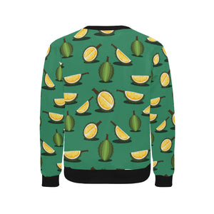 Durian pattern green background Men's Crew Neck Sweatshirt