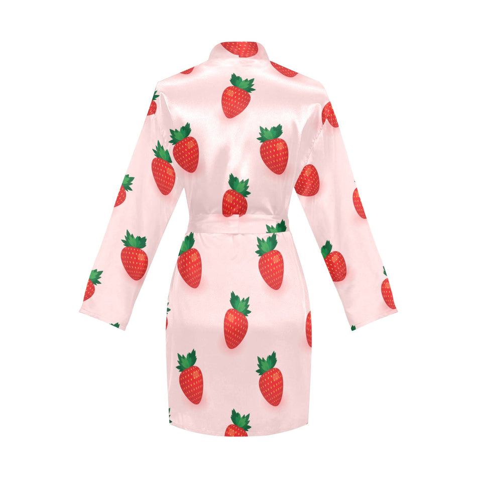 Strawberry beautiful pattern Women's Long Sleeve Belted Night Robe