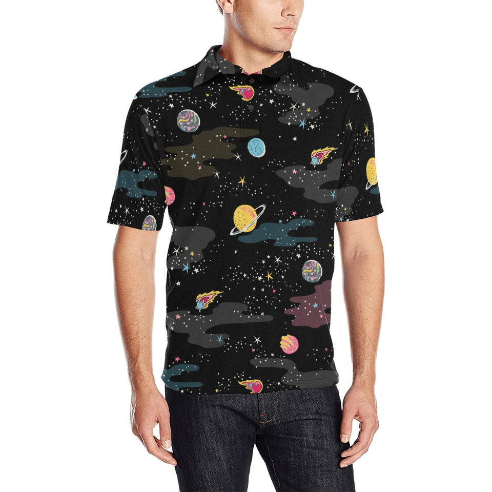 space pattern Men's All Over Print Polo Shirt