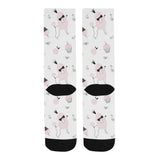 Poodle dog rose cake pattern Crew Socks