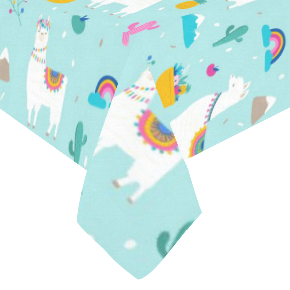 Llama alpaca cactus leaves pattern Tablecloth
