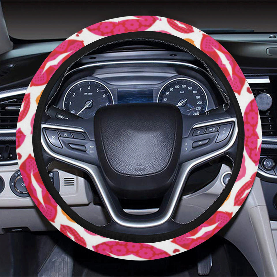Lips Pattern Print Design 01 Car Steering Wheel Cover