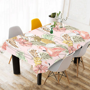Pink flamingo birds pineapples hibiscus flower pat Tablecloth