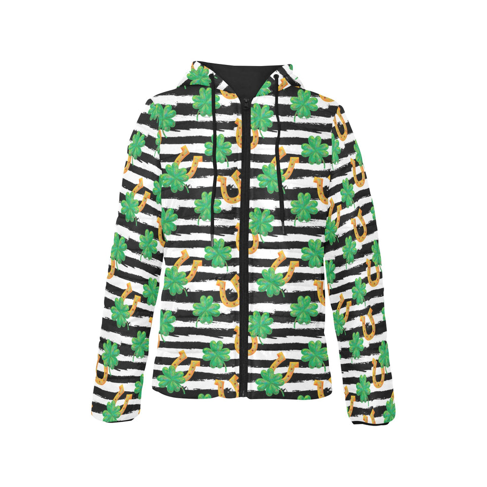 Horseshoes Pattern Print Design 01 Women's Padded Hooded Jacket
