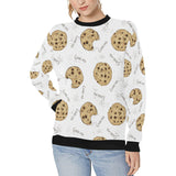 Sketch style cookie pattern Women's Crew Neck Sweatshirt