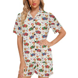 Corgi Christmas Pattern Women's V-Neck Short Pajama Set