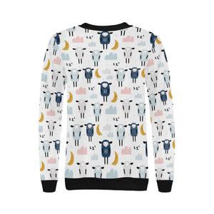Cute sleeping sheep moon cloud pattern Women's Crew Neck Sweatshirt