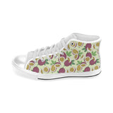 Paassion fruit pattern Men's High Top Canvas Shoes White