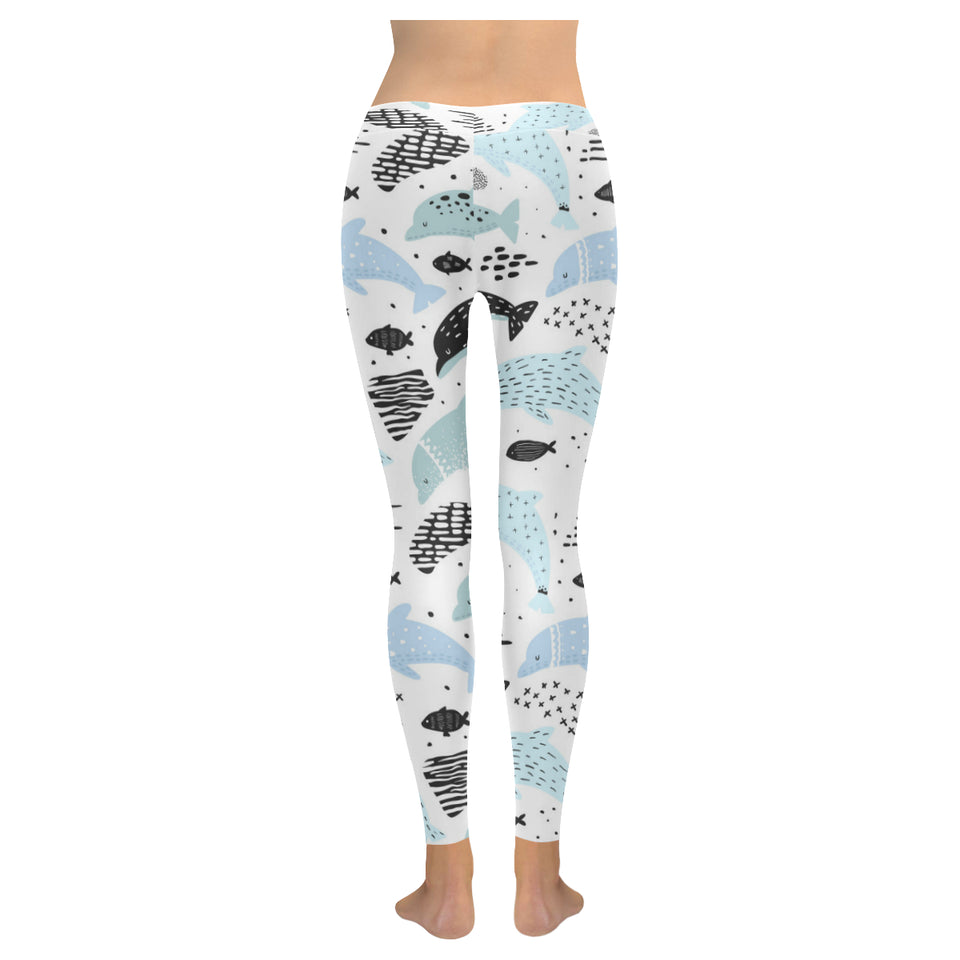 Cute dolphins Childish Style pattern Women's Legging Fulfilled In US