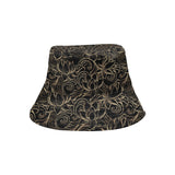 luxurious gold lotus waterlily black background Unisex Bucket Hat