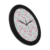 Cute flamingo pattern Elegant Black Wall Clock