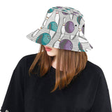 Bowling ball and pin gray background Unisex Bucket Hat