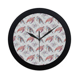 Watercolor sea turtle jellyfish pattern Elegant Black Wall Clock