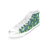 Lime ice flower pattern Women's High Top Canvas Shoes White