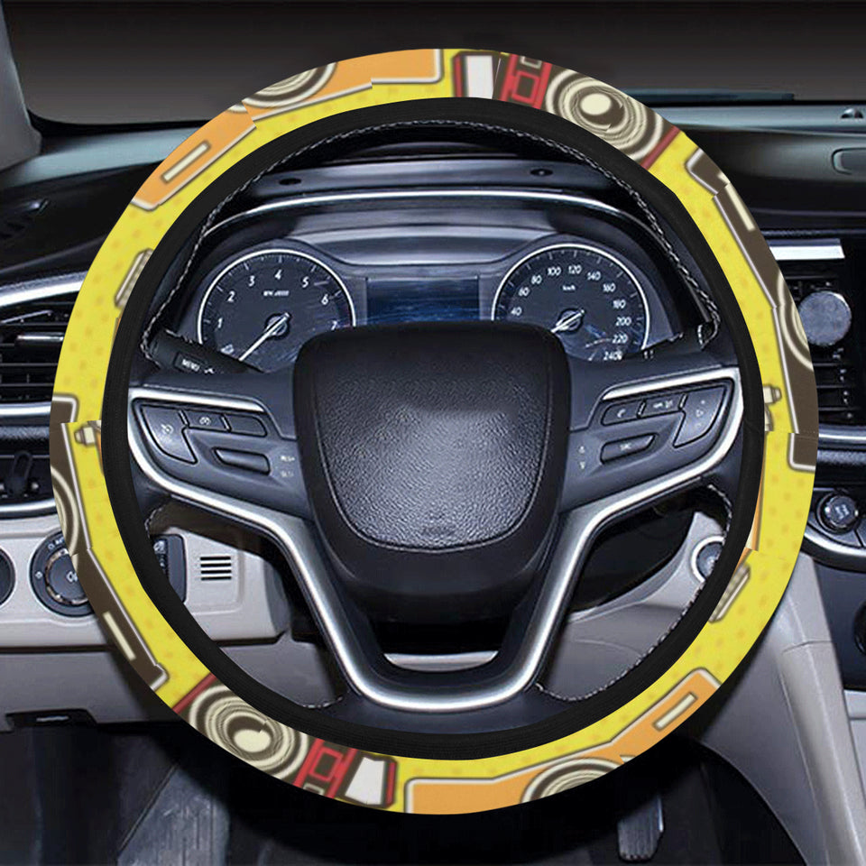 Camera Pattern Print Design 02 Car Steering Wheel Cover