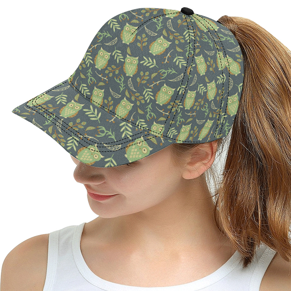 Cute owls leaves pattern All Over Print Snapback Cap