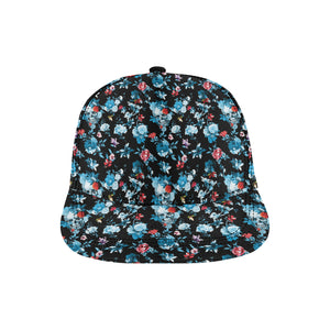 Skull flower roses leave pattern All Over Print Snapback Cap