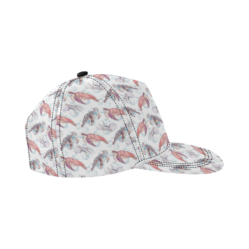 Watercolor sea turtle jellyfish pattern All Over Print Snapback Cap