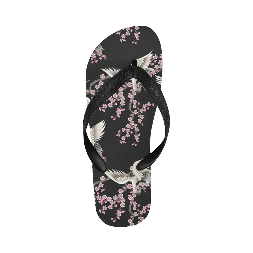 Japanese crane pink sakura pattern Unisex Flip Flops