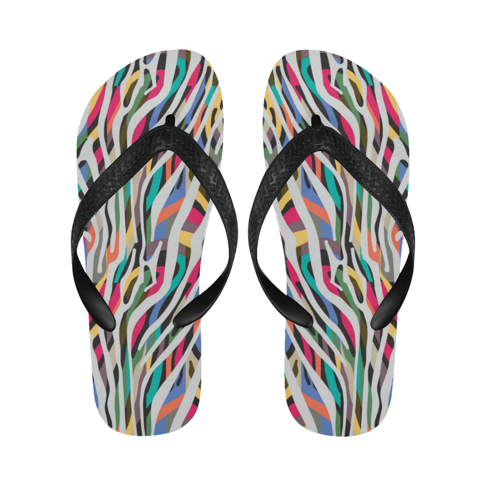 Colorful zebra skin pattern Unisex Flip Flops