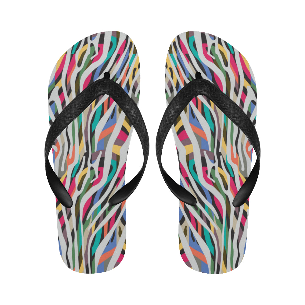 Colorful zebra skin pattern Unisex Flip Flops