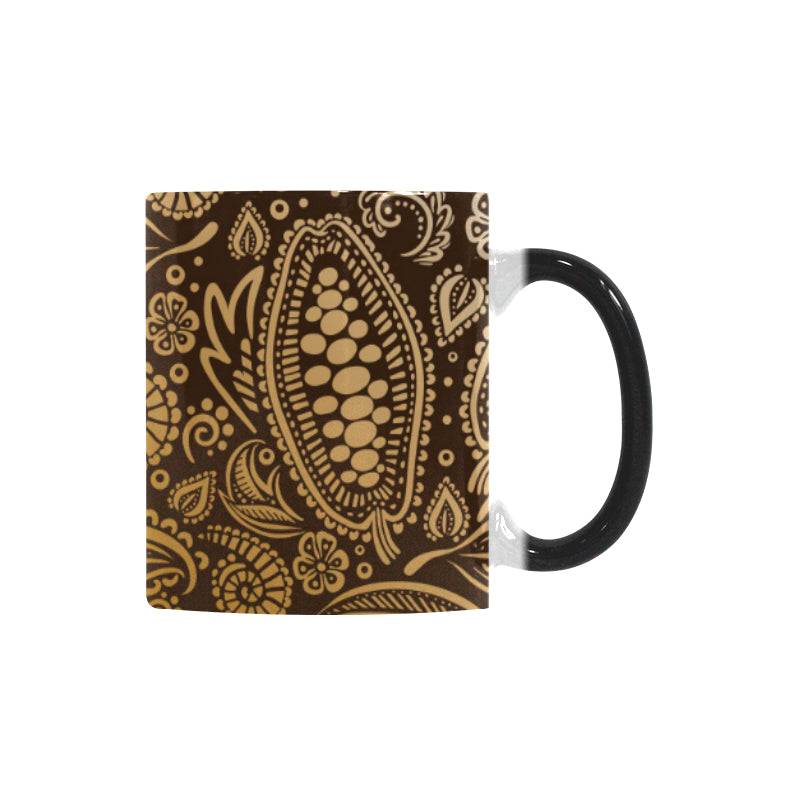 cacao beans tribal polynesian pattern background Morphing Mug Heat Changing Mug