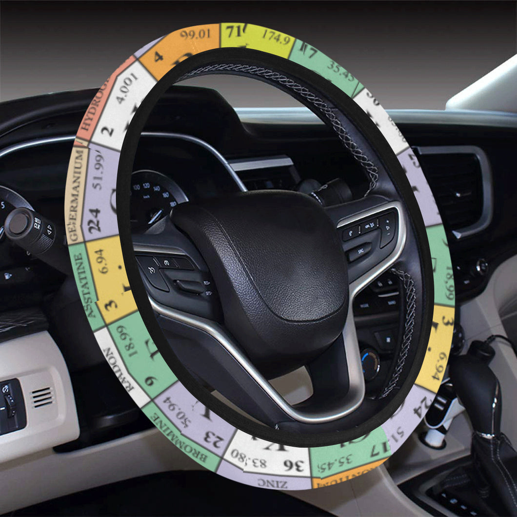 Chemistry Periodic Table Pattern Print Design 01 Car Steering Wheel Cover