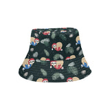 Cute sloths sleeping christmas ball santa hat patt Unisex Bucket Hat