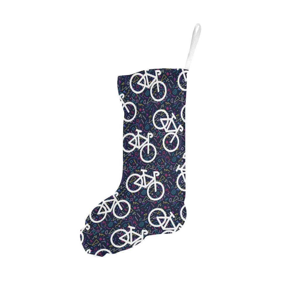 Bicycle Pattern Print Design 03 Christmas Stocking