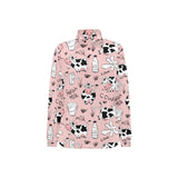 Cows milk product pink background Women's Long Sleeve Polo Shirt